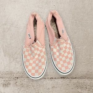 Vans pink checkered slip on shoes size 6
